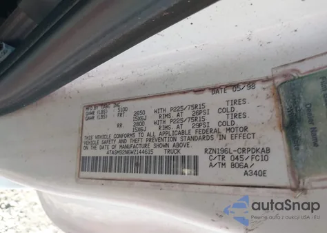 1998 Toyota Tacoma Prerunner из США, поврежденный, VIN 4TASM92N6WZ144615